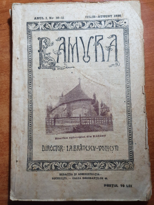 lamura iulie-august 1920-director bratescu-voinesti,lucian blaga,