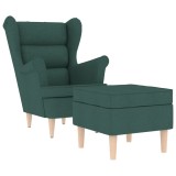 Cumpara ieftin Fotoliu cu taburet pentru picioare, verde inchis, textil
