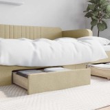 VidaXL Sertare de pat 2 buc, crem, lemn prelucrat și textil