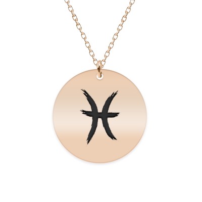 Colier argint 925 placat cu aur Roz personalizat cu semn zodiacal Pesti foto