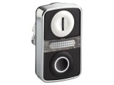 Comutator dublu 22mm alb/negru IP66