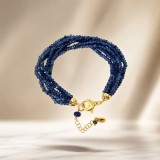 Cumpara ieftin Brățară Argint 925 Placat Aur cu Agat Albastru Safir Greta, Ajustabilă 17-24cm, Cutie Cadou - Bijuterie Damă Made in Italy