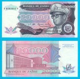 Zair (p#39) 20.000 Zaires 1991 UNC 'Mobutu Sese Seko Kuku Ngbendu wa za Banga'; (ROG CITITI DETALIILE!)