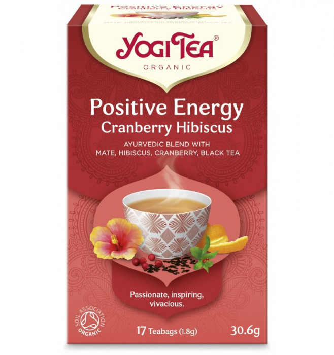 Ceai bio Energie Pozitiva Merisor si Hibiscus, 17 pliculete 30.6g Yogi Tea