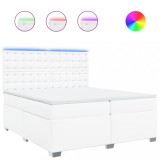 Cumpara ieftin Pat box spring cu saltea, alb, 200x200 cm, piele ecologica