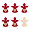 Autocolante Crăciun Fără Brand, Set 6 Bucăți, Material Lemn, Dimensiune 5x5 cm, Culoare Roșu, Formă &Icirc;nger, Oem