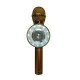 Microfon party , 1 difuzor , bluetooth , cititor stick , card , karaoke style , Premium Quality , auriu