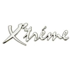 Emblema auto metalica, autoadeziva, model "X&rsquo;TREME", finisaj Crom, dimensiune,