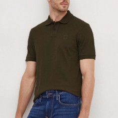 BOSS Orange tricou polo bărbați, culoarea verde, uni 50507803