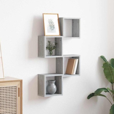 vidaXL Șemele de perete 4 pcs Gri 26 x 15 x 26 cm Lemn compozit 815892 foto
