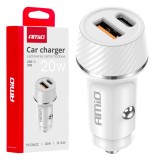 Incarcator auto USB-A + USB-C 20W 12/24V, AMIO, 1 buc AutoDrive ProParts