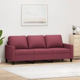 Gossi canapea cu 3 locuri, rosu vin, 180 cm, material textil