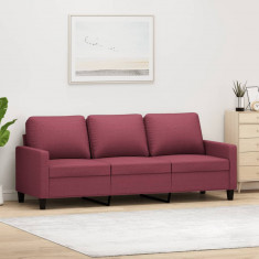 Canapea cu 3 locuri, rosu vin, 180 cm, material textil GartenMobel Dekor