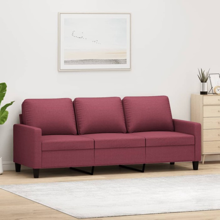 Gossi canapea cu 3 locuri, rosu vin, 180 cm, material textil