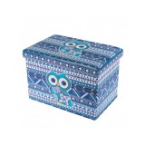 Taburete cu spatiu depozitare, Design, MDF/ Piele ecologica, 100 kg, 48 x 32 Blue Owl