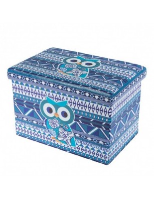 Taburete cu spatiu depozitare, Design, MDF/ Piele ecologica, 100 kg, 48 x 32 Blue Owl foto