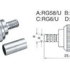 Mufa bnc rg59 tata pentru sertizare