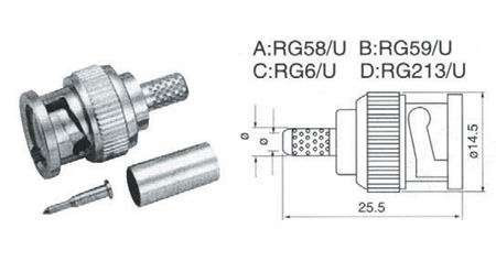 Mufa bnc rg58 tata pentru sertizare