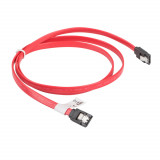 Cumpara ieftin Cablu de date SATA III mama la SATA III mama, Lanberg 41311, 6 Gb s, 100 cm, cu cleme de blocare, rosu