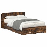 vidaXL Cadru de pat cu depozitare Stejar fumuriu 120 x 190 cm 3433738