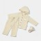 Set bluza cu gluga si pantaloni, Winter muselin, 100% bumbac - Stone, BabyCosy (Marime: 3-6 Luni)