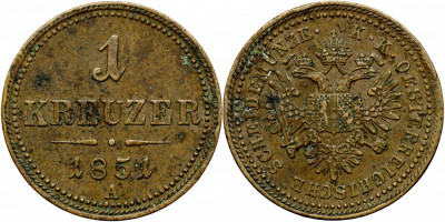 1851 A (Viena), 1 kreuzer - Franz Joseph - Imperiul Habsburgic! foto