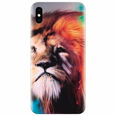 Husa silicon pentru Apple Iphone XS, Awesome Art Of Lion foto