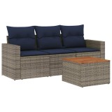 Cumpara ieftin Set canapea de gradina cu perne, 4 piese, gri, poliratan
