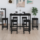 VidaXL Set mobilier de bar, 7 piese, negru, lemn masiv de pin