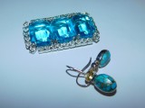 Brosa noua cristale Bohemia ,cercei noi argint turcoaze blue copper , citrin, Marime universala