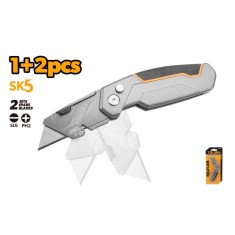 Cutter pliabil, aliaj zinc, lama SK5 0.6mm, 3 pozitii, depoz