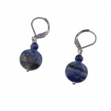 Cercei cu agatatoare lapis lazuli banut fatetat de 12mm si sfera de 4mm, Stonemania Bijou