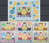 LIBERIA, WHO - COLIȚĂ + SERIE COMPLETĂ MNH, Nestampilat