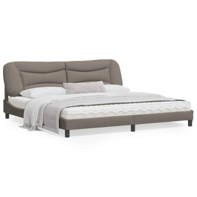vidaXL Cadru de pat cu tăblie, gri taupe, 200x200 cm, textil foto
