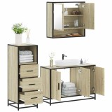 Cumpara ieftin Set mobilier de baie, 3 piese, stejar sonoma, lemn prelucrat