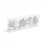 Set decor pentru brad - conuri argintii - 6 cm - 6 buc / set (1buc.)