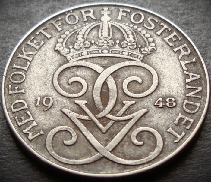 Moneda istorica 5 ORE - SUEDIA, anul 1948 * cod 3464