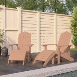 Scaune de grădină Adirondack cu taburete, 2 buc., maro, HDPE