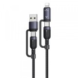Cablu Date si Incarcare USB-C / USB-A - USB-C / Lightning Yesido CA200, 60W, 1.2m, Negru