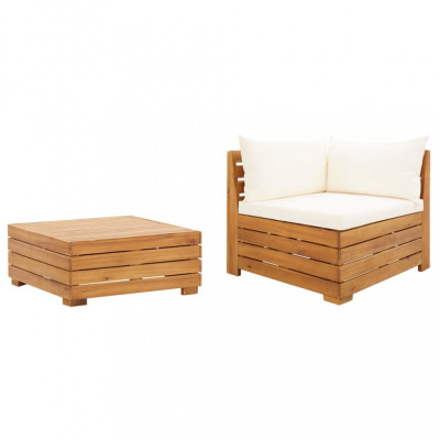 vidaXL Set mobilier grădină cu perne, 2 piese, lemn masiv de acacia foto
