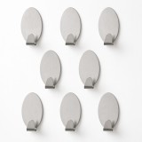 Cumpara ieftin Set 8 cuiere autoadezive argintii 3 cm din metal, carlige fara gaurire