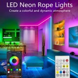 Banda LED Neon RGB httpsmp 6m, Sincronizare Muzica, 24V, Control App si Telecomanda, Decoratiuni Camera si Exterior