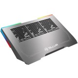 Cooler laptop Tellur Shade, 17, 3 ventilatoare, Band LED RGB, USB, USB-C, aluminiu, Gri