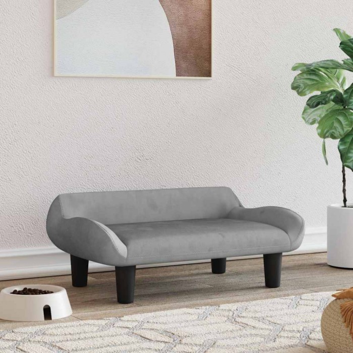 vidaXL Pat de c&acirc;ini, gri deschis, 70x40x24 cm, catifea