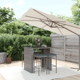 Set mobilier bar de grădină, cu perne, 5 piese, gri, poliratan