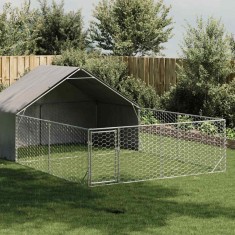 vidaXL Canisa de exterior cu alergare 6x3x1,9 m otel galvanizat foto
