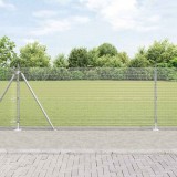 Gard din S&acirc;rmă Sudată cu 7 St&acirc;lpi Flanșați 0.8x10 m Oțel Galvanizat