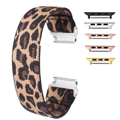 Curea textila elastica, compatibila Apple Watch 10, 42mm, Elastic Leopard foto