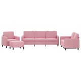 Cumpara ieftin Set de canapele, 4 piese, roz, catifea