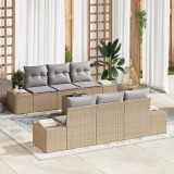 vidaXL Set de canapele de grădină 7 piese cu perne Bej din ratan sintetic